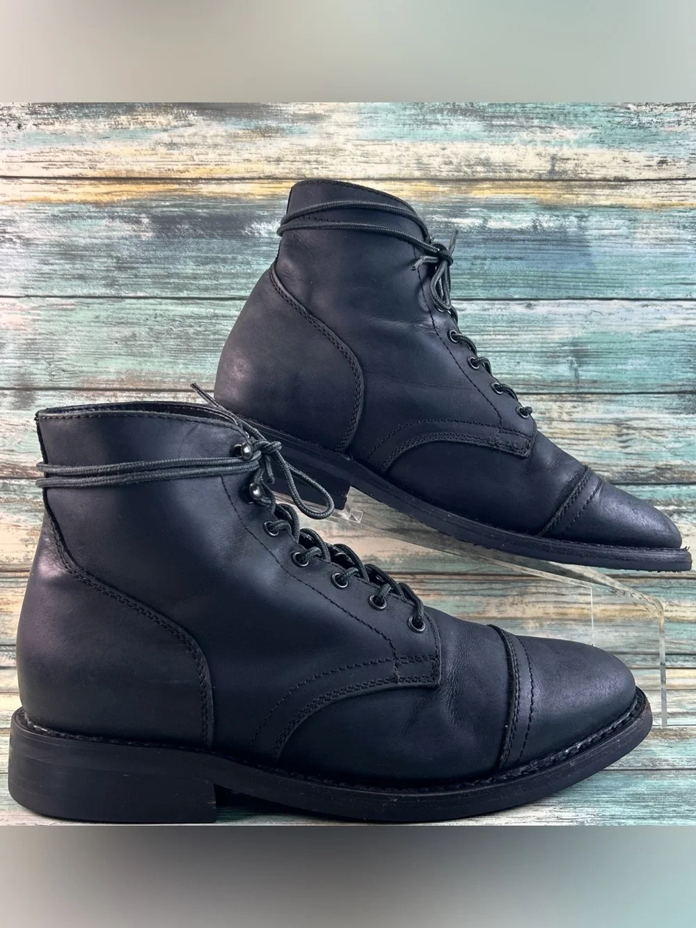 THURSDAY BOOT CO Captain Combat Boot Mens Size 10 Handmade Lace Up Black Leather